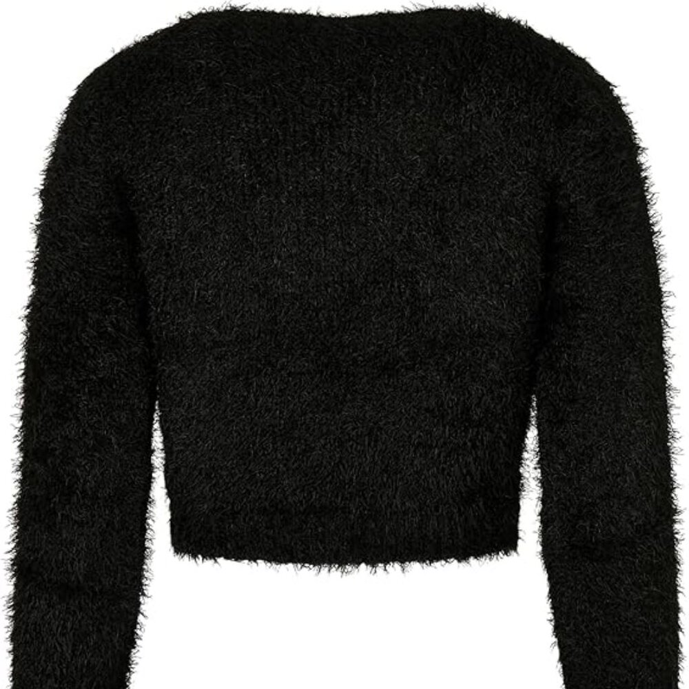 Bycorpus Cropped Black Fuzzy Sweater - Size XS